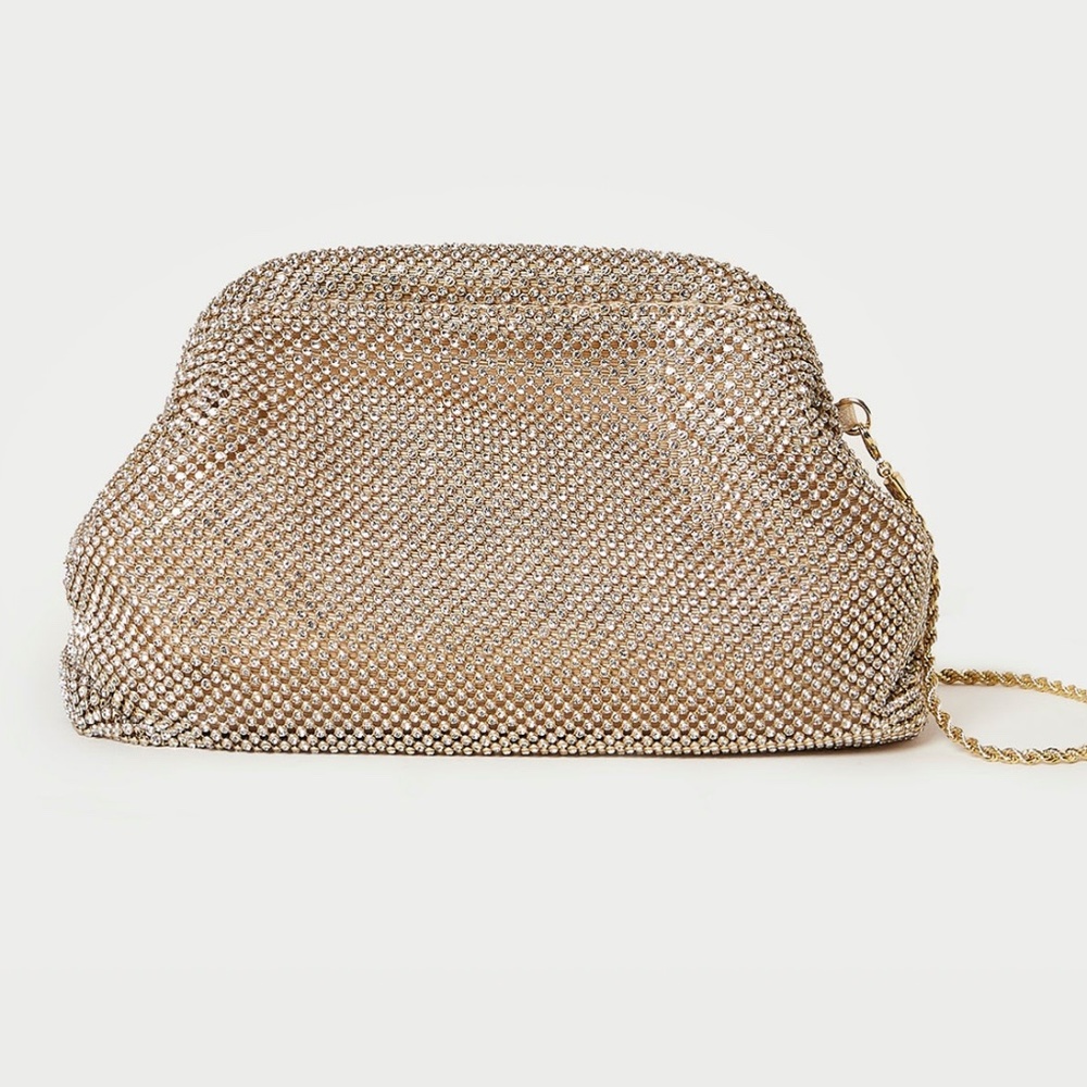 Loeffler Randall Doreen Gold Diamanté Frame Pouch